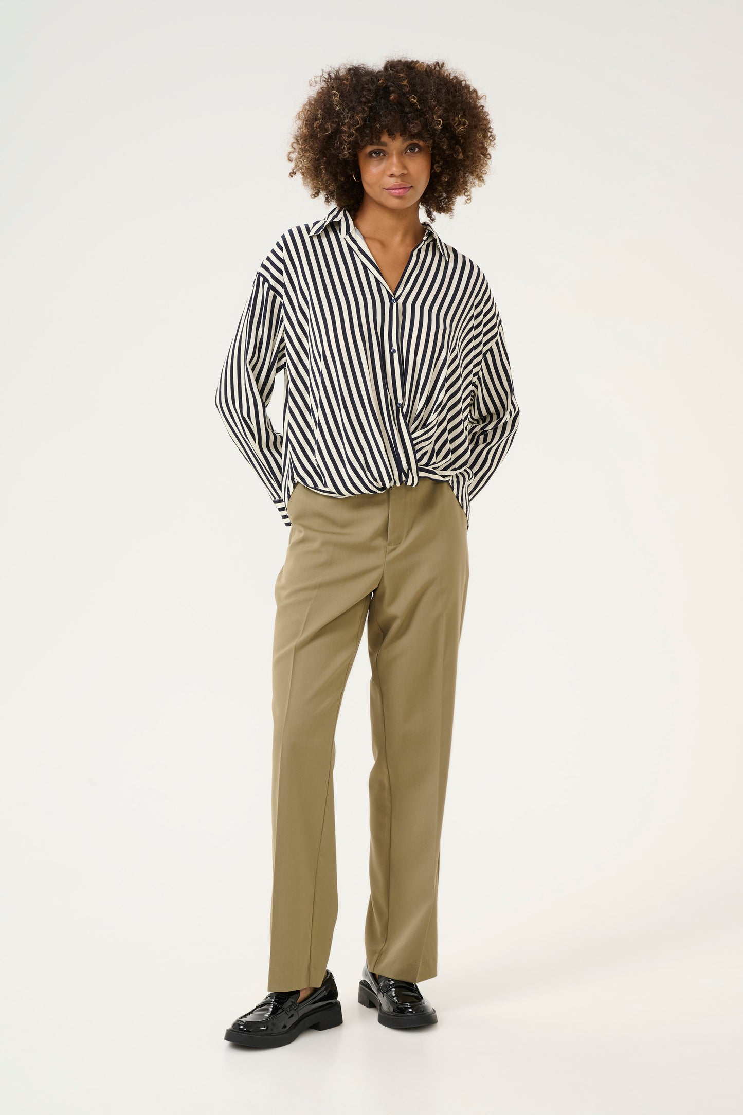 CULTURE DENIA KNOT SHIRT IN SALUTE AND WHITE STRIPE
