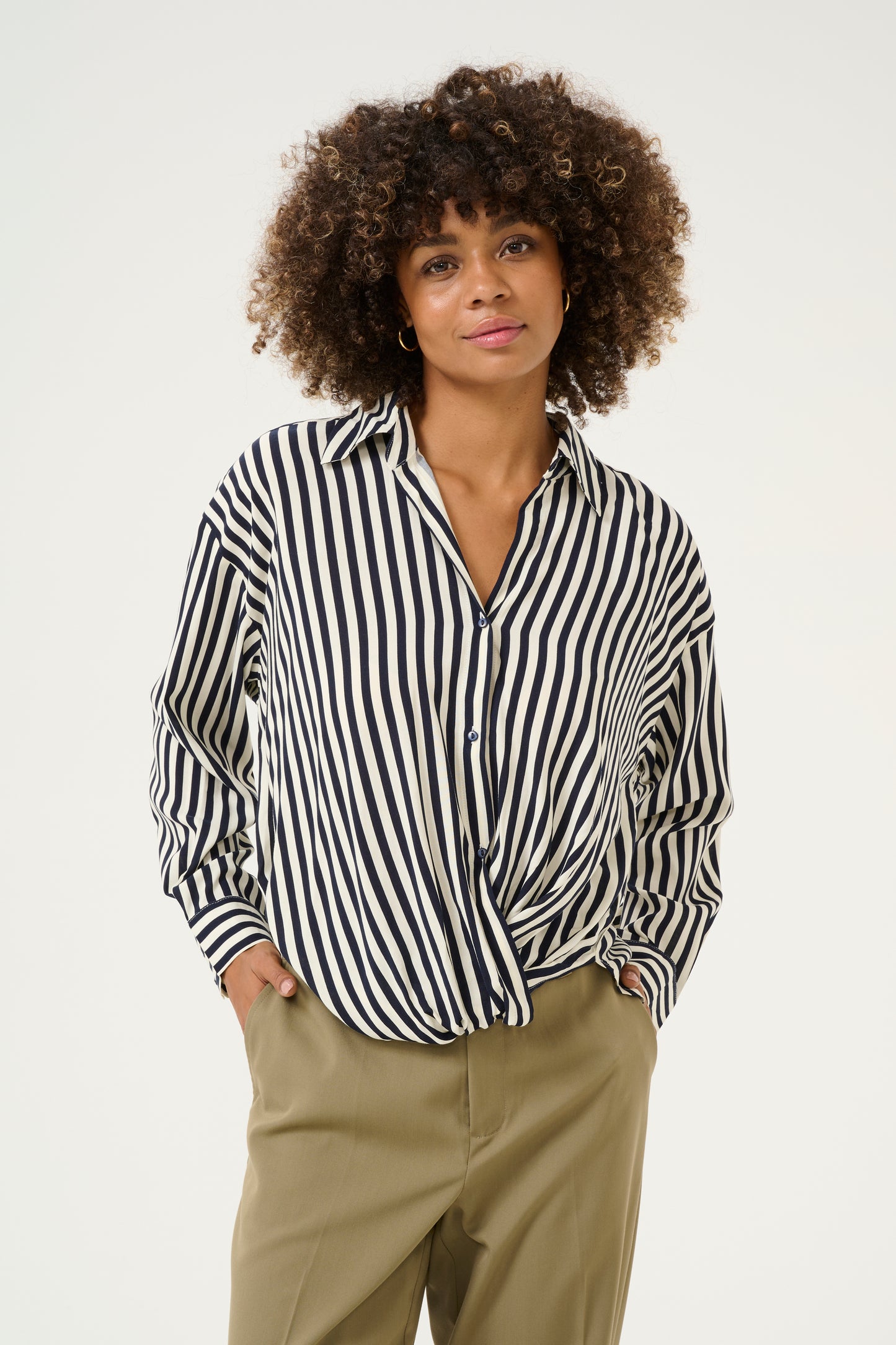 CULTURE DENIA KNOT SHIRT IN SALUTE AND WHITE STRIPE