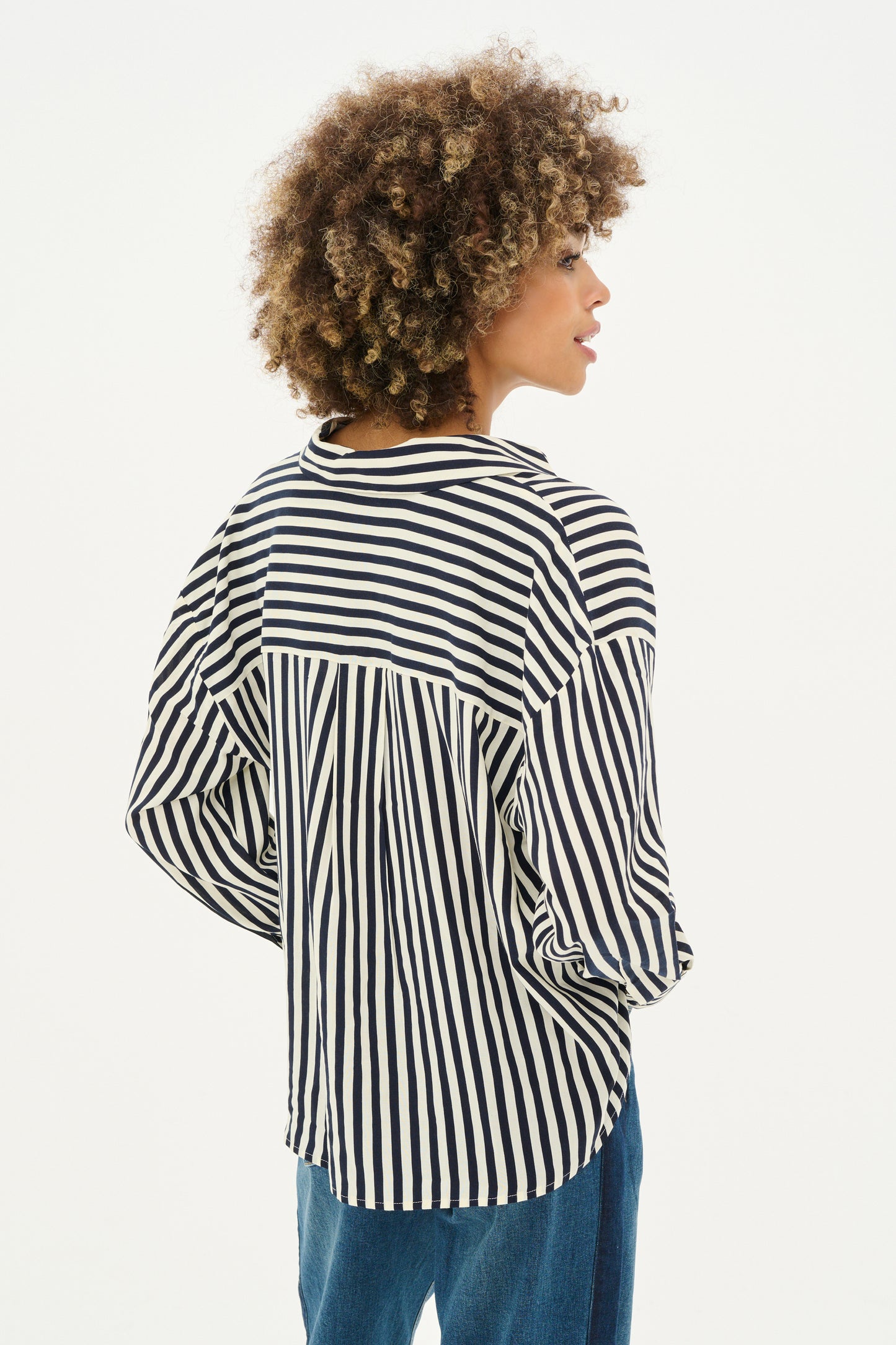 CULTURE DENIA KNOT SHIRT IN SALUTE AND WHITE STRIPE
