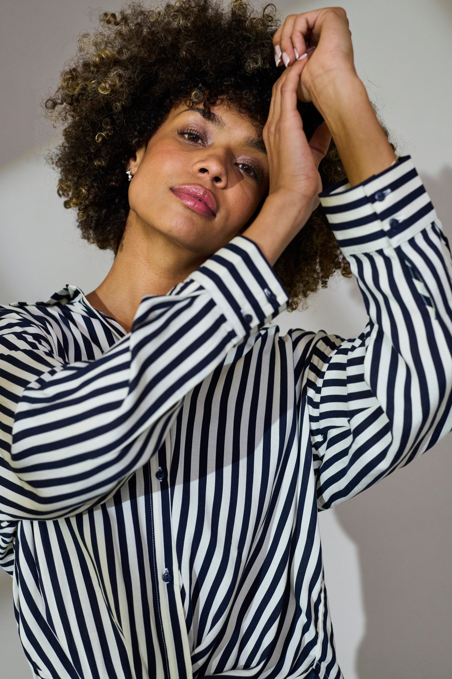 CULTURE DENIA KNOT SHIRT IN SALUTE AND WHITE STRIPE
