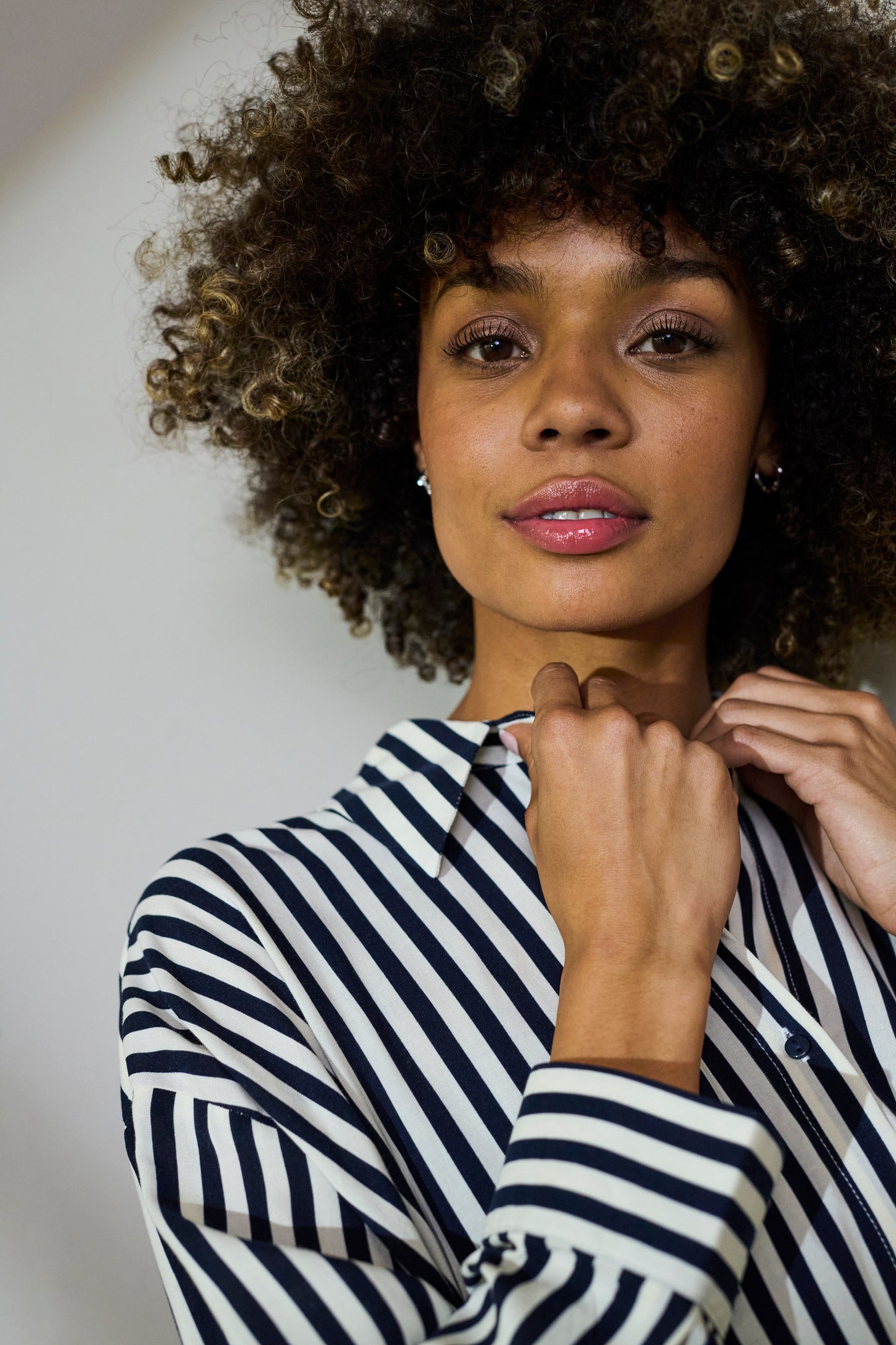CULTURE DENIA KNOT SHIRT IN SALUTE AND WHITE STRIPE