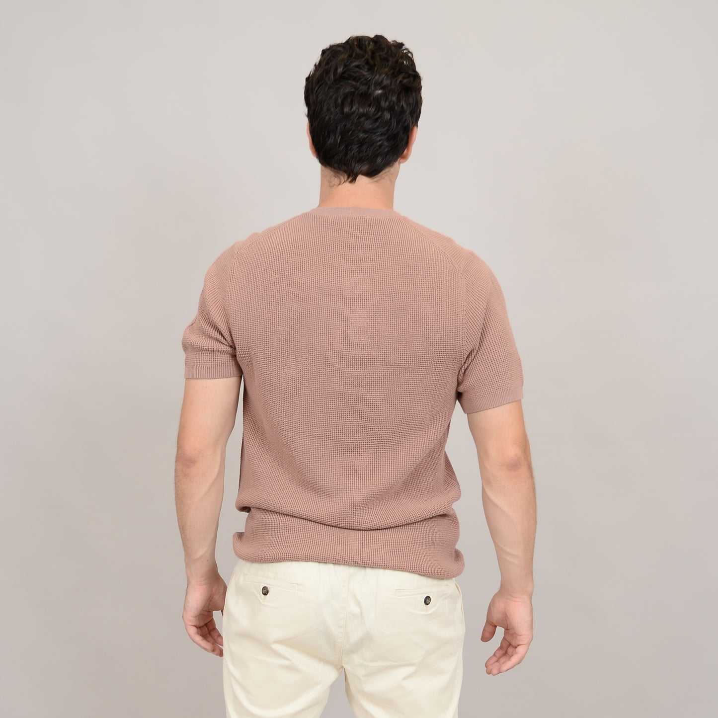 HEDGE SHORT SLEEVE KNIT POLO HENLEY IN ROSEWOOD