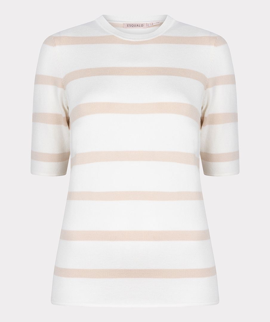 ESQUALO DARK SAND STRIPED SWEATER