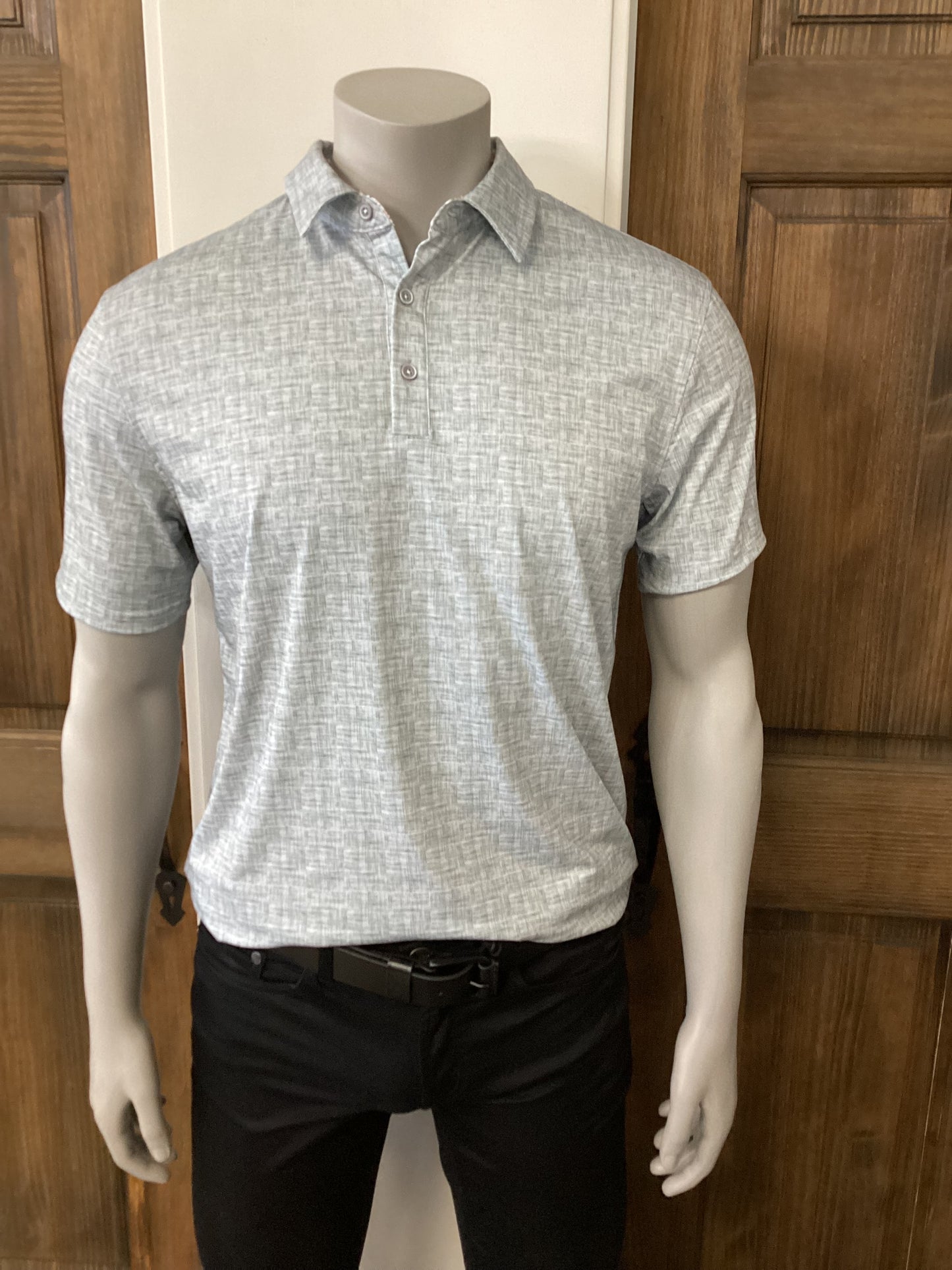 POINT ZERO MEN'S KNIT FLEX FOUR WAY JERSEY ALL OVER PRINT IN WHITE