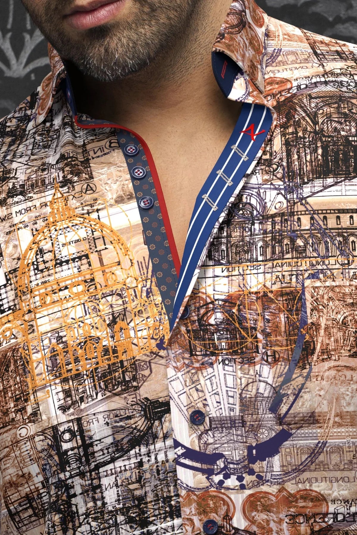 AU NOIR FLORENSIO TOBACCO WOVEN STRETCH SHIRT