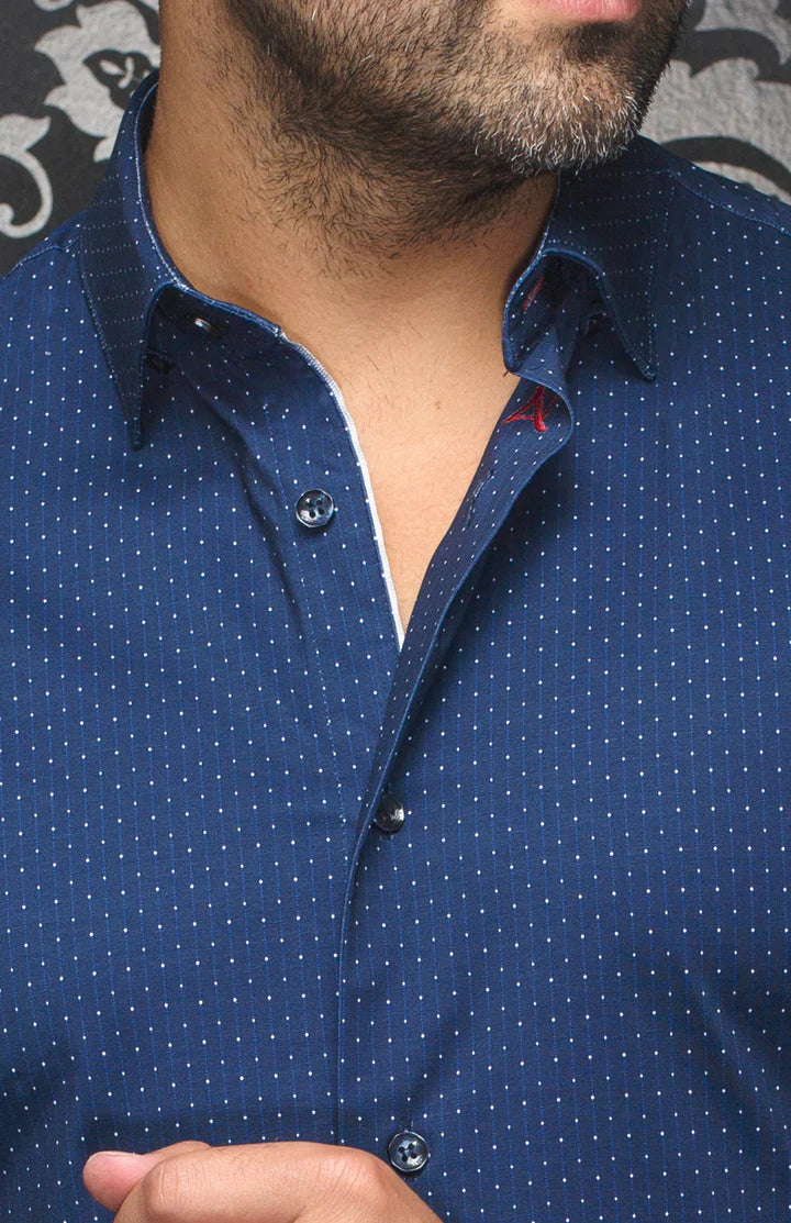 AU NOIR ALEXANDER LONG SLEEVE DRESS SHIRT - NAVY PATTERN