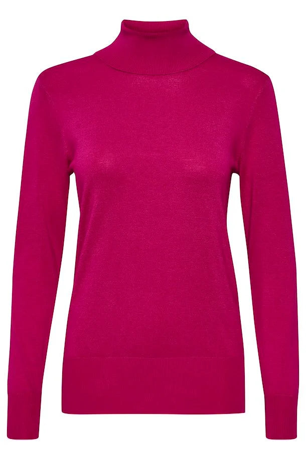KAFFE LONG SLEEVE TURTLE NECK IN FUCHSIA RED