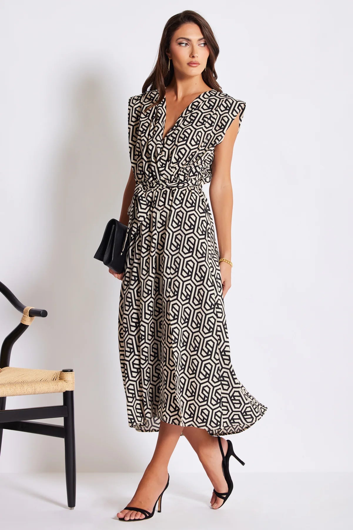 BISHOP & YOUNG AERIES WRAP DRESS IN GEO PRINT