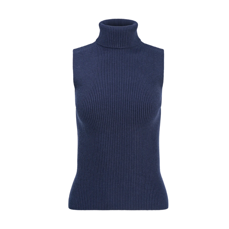 ASTRID KNIT SLEEVELESS TOP WITH COLLAR