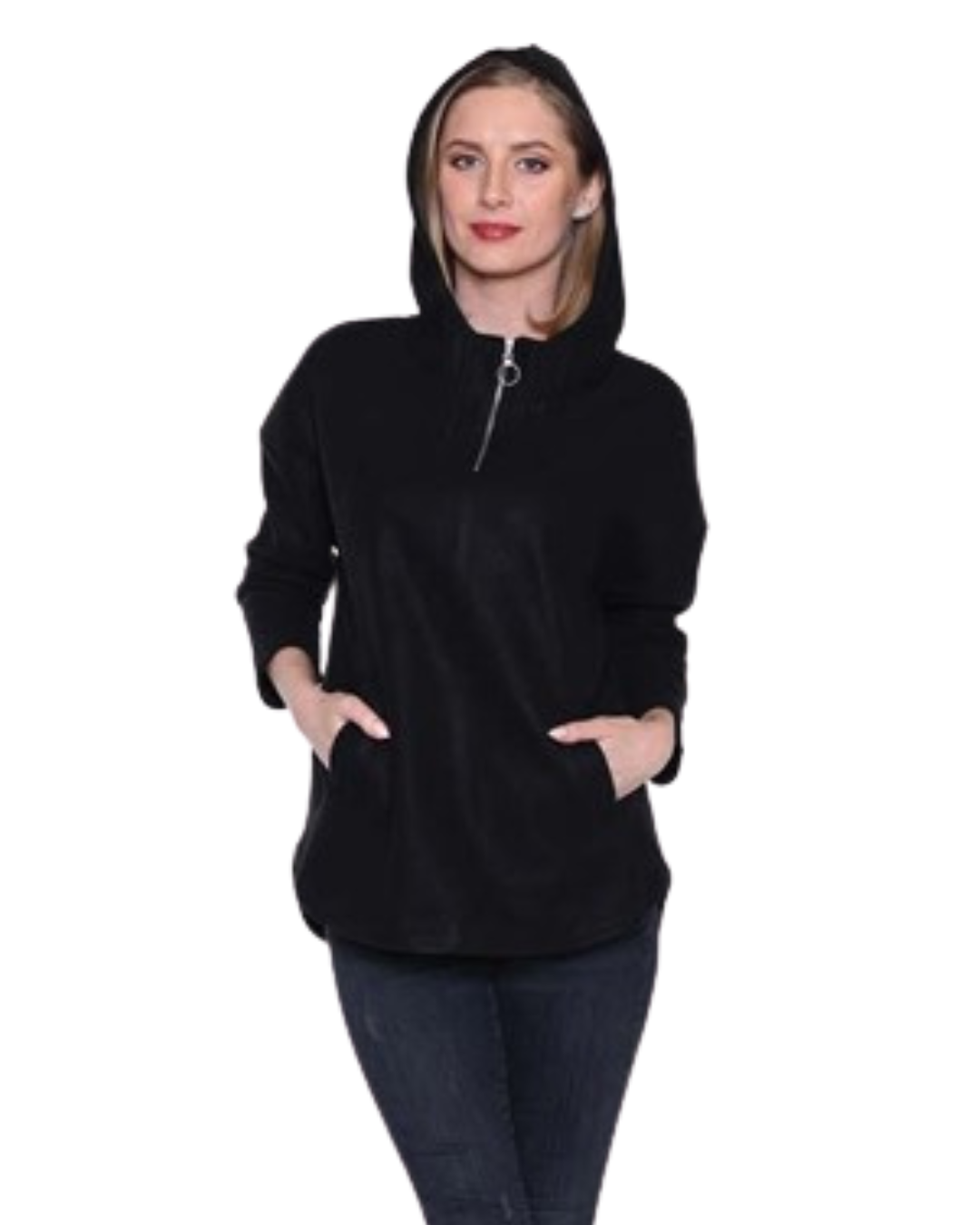 PAPA FASHIONS BLACK ZIP NECK HOODIE