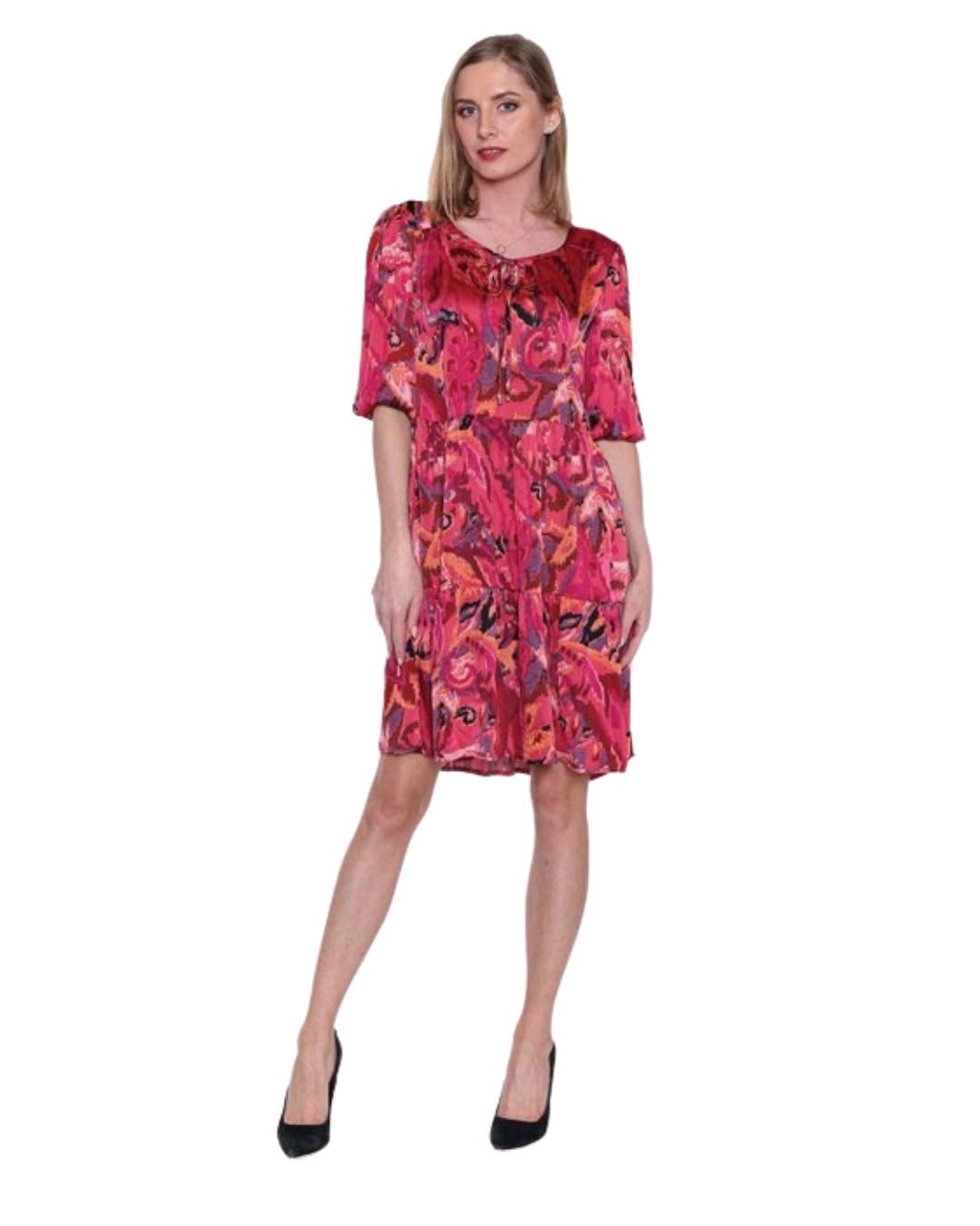 PAPA FASHIONS FUCHSIA PATTERN DRESS