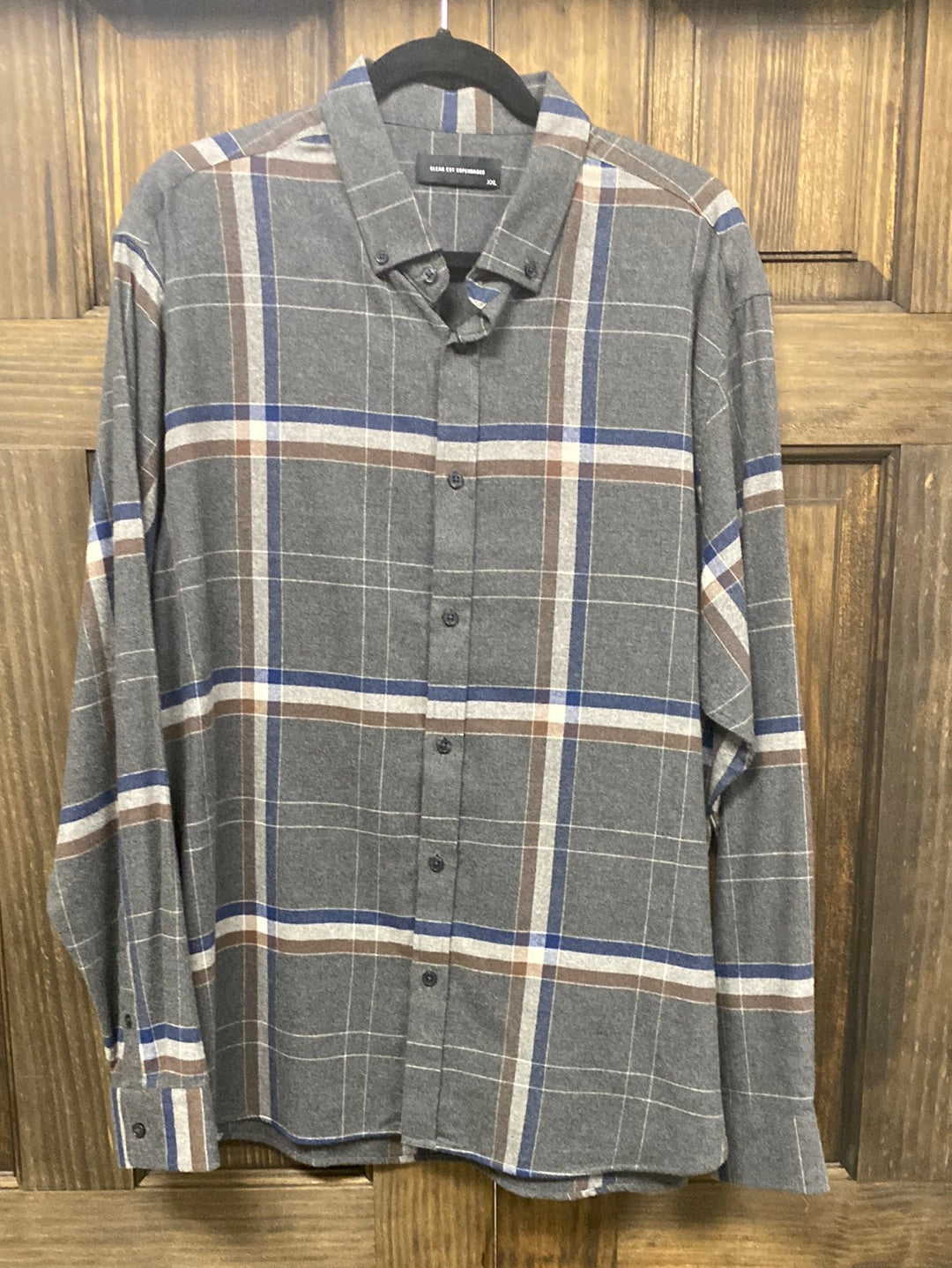 CLEAN CUT COPENHAGEN SANTINO SHIRT GREY CHECKED -XXL