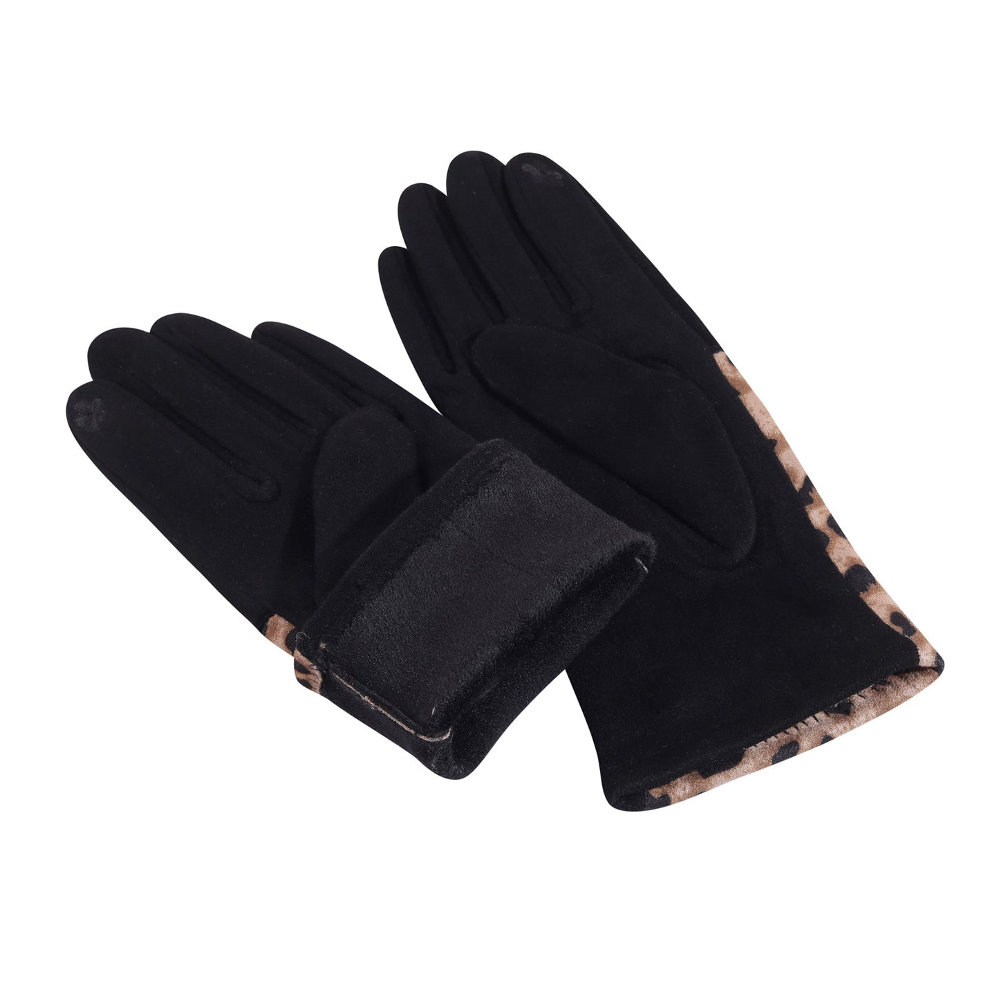 D&W BLACK ANIMAL PRINT TOUCH SCREEN GLOVES