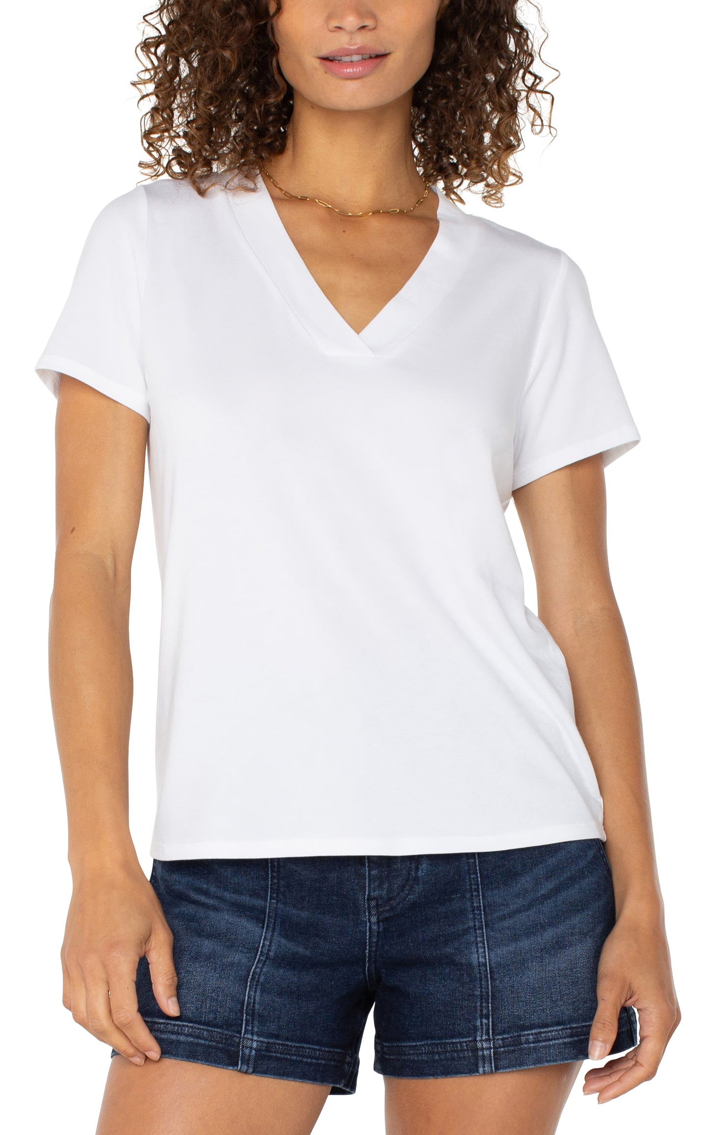 LIVERPOOL SHORT SLEEVE WHITE KNIT TEE