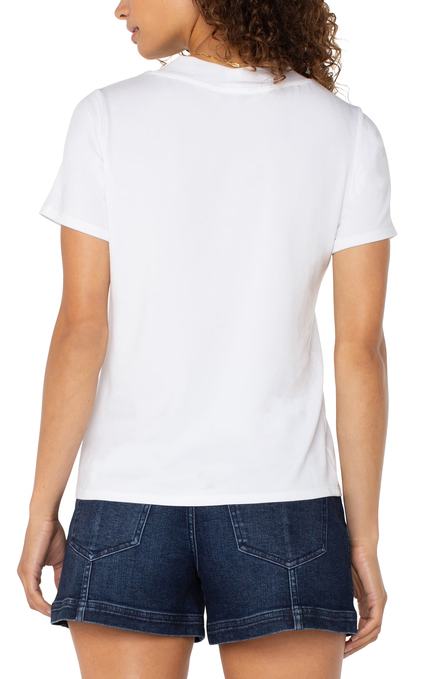 LIVERPOOL SHORT SLEEVE WHITE KNIT TEE