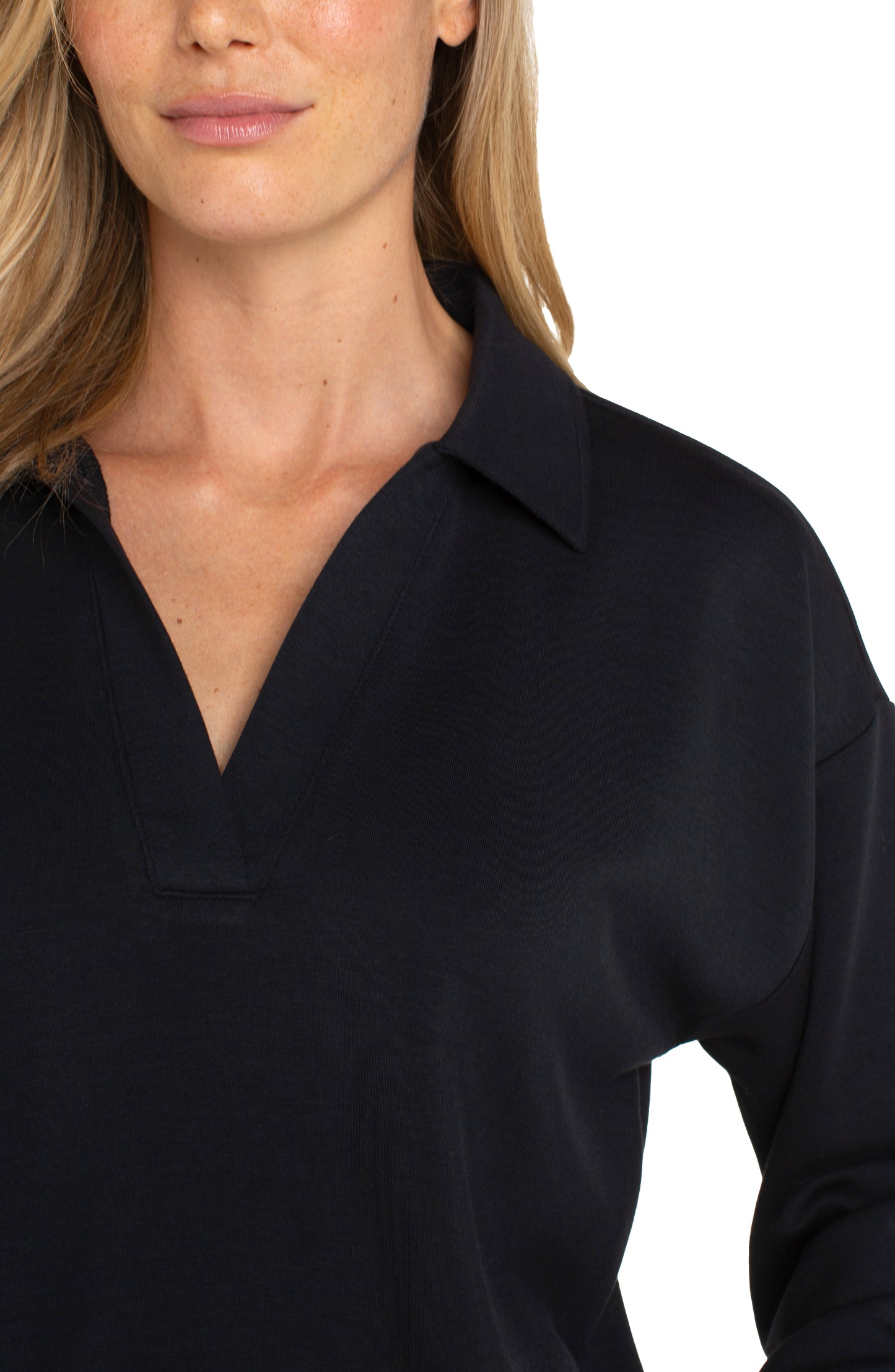 LIVERPOOL V-NECK BLACK POPOVER WITH COLLAR