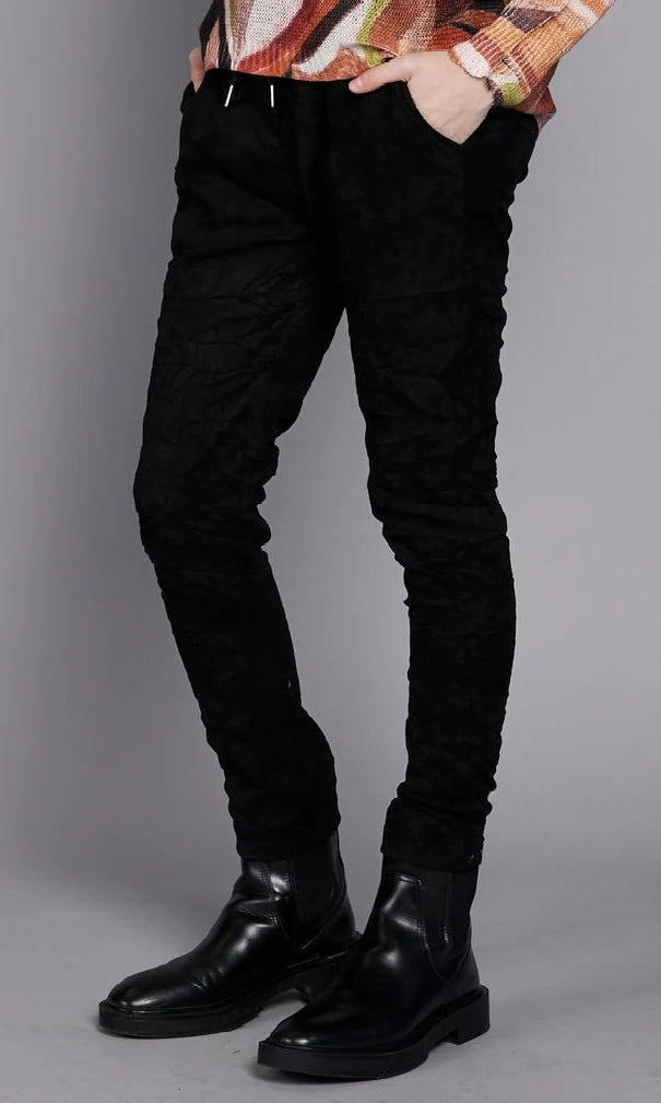 ELISSIA BLACK SUEDE TIE FRONT PANTS