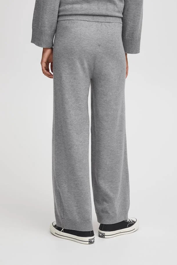 ICHI BEANCHE PANTS IN GREY MELANGE