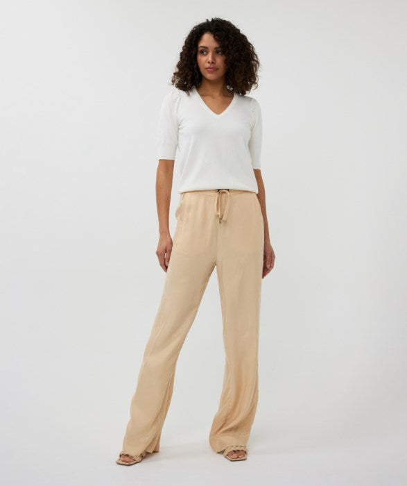 ESQUALO V/NECK SWEATER WITH GATHERING KNIT IN OFF WHITE