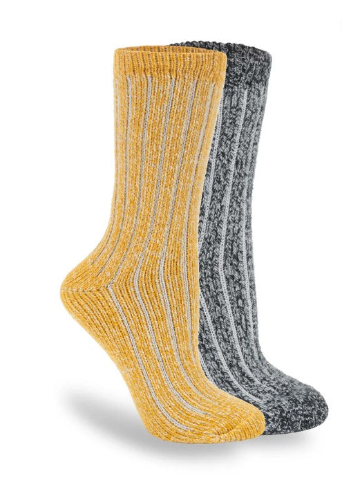LEMON GOLD 2 PACK BOYFRIEND BOOT CREW SOCKS