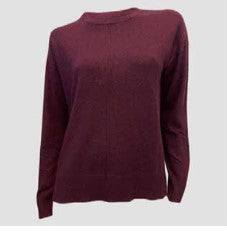 POINT ZERO CREW NECK LIGHT CREW NECK SWEATER IN MERLOT