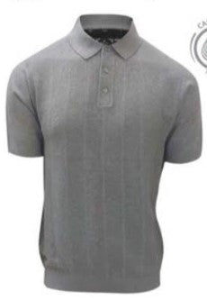 POINT ZERO MEN'S CASHMERE TOUCH BUTTONED POLO WITH FRONT TEXTURE IN MOUNTAIN