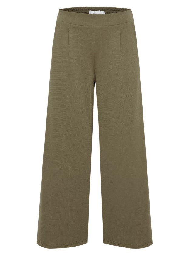 ICHI KATE WIDE LEG CROPPED TROUSERS IN KALAMATA