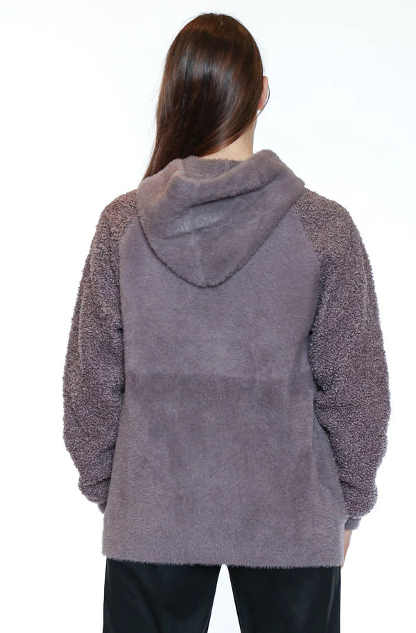 PAPA PLUSH HOODED ZIP JACKET IN VIOLET