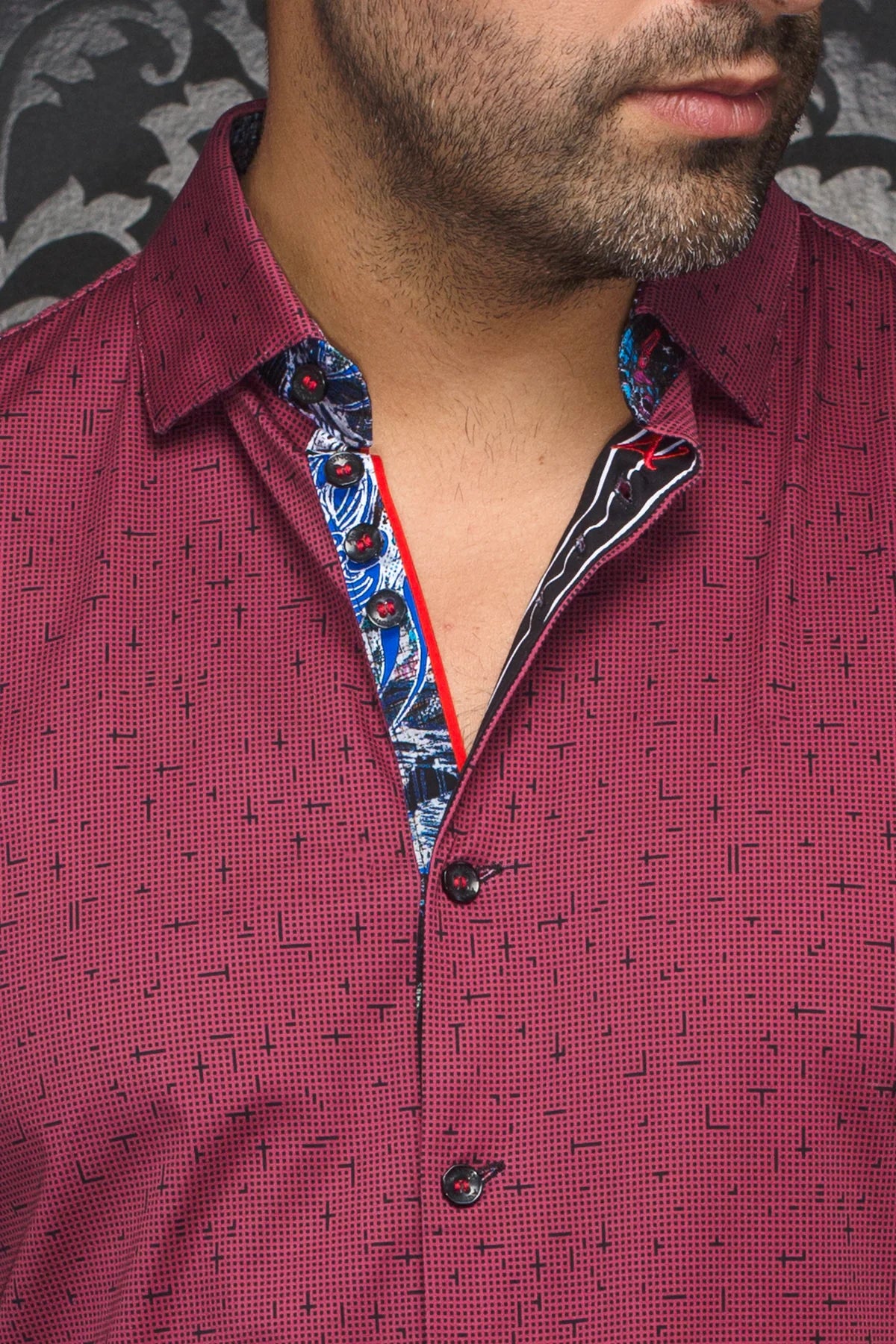 AU NOIR WALLACE RED EXTRA STRETCH KNIT SHIRT