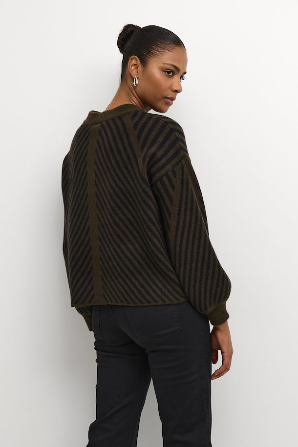 KAFFE VERA PULLOVER IN JAVA/BLACK STRIPE