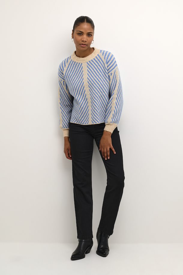 KAFFE VERA SWEATER IN CORNFLOWER AND BLUE STRIPE