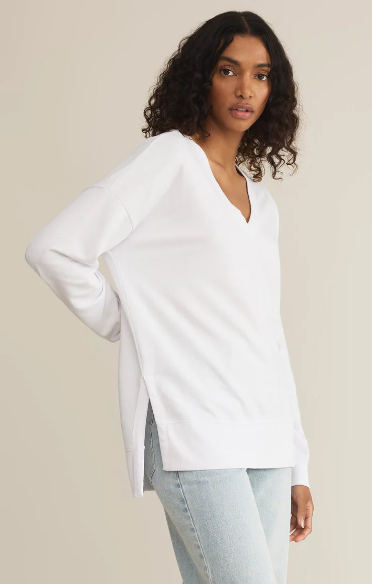 Z SUPPLY MODERN V-NECK WEEKENDER SHIRT IN WHITE