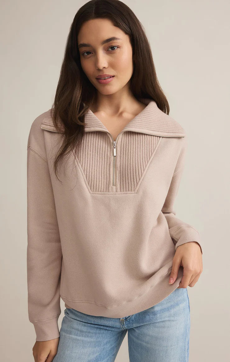 Z SUPPLY SONATA FLEECE SWEATSHIRT IN PARCHMENT