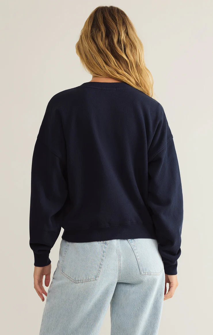 Z SUPPLY FIRST DATE MERCI SWEATSHIRT IN ECLIPSE