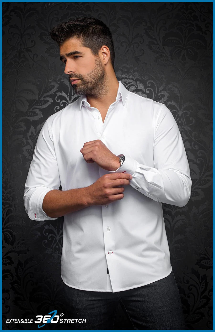 AU NOIR ALEXANDER LONG SLEEVE DRESS SHIRT - WHITE