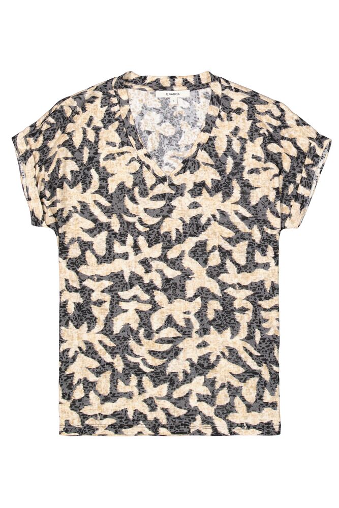 GARCIA PRINTED T-SHIRT IN BLACK AND BEIGE