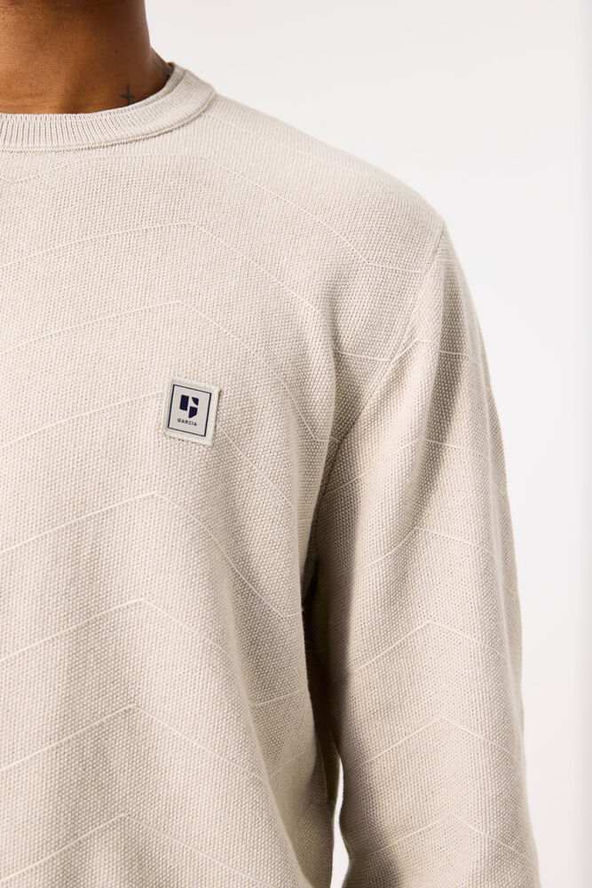 GARCIA MENS CREW NECK SWEATER IN BEIGE