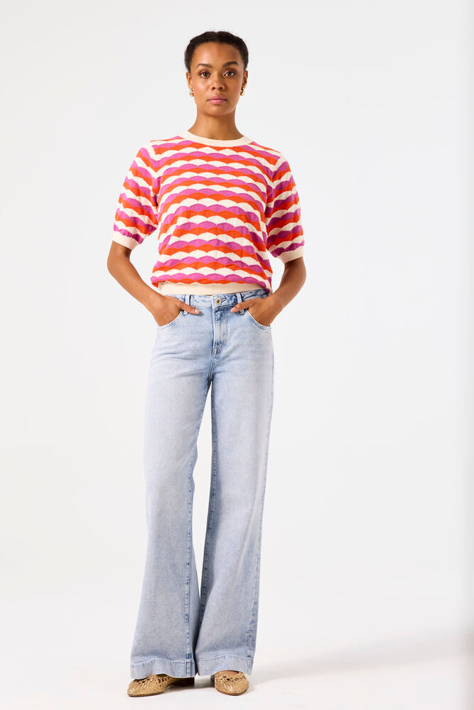 GARCIA PRINTED PULLOVER IN CREAM COLOURED MIX