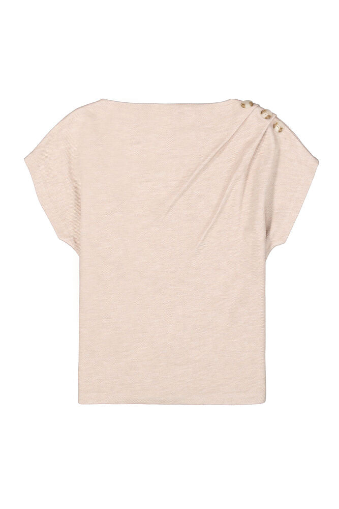 GARCIA SWEATER WITH BUTTON SHOULDER IN SAND MELEE