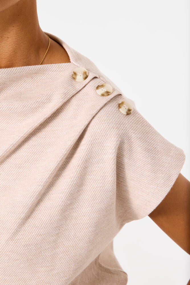 GARCIA SWEATER WITH BUTTON SHOULDER IN SAND MELEE