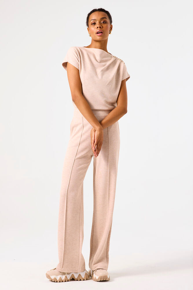 GARCIA SWEATER WITH BUTTON SHOULDER IN SAND MELEE