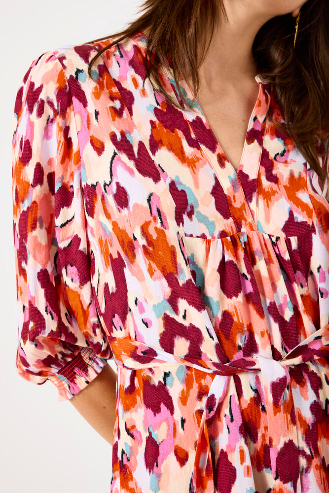 GARCIA PRINTED DRESS IN TANGERINE RED