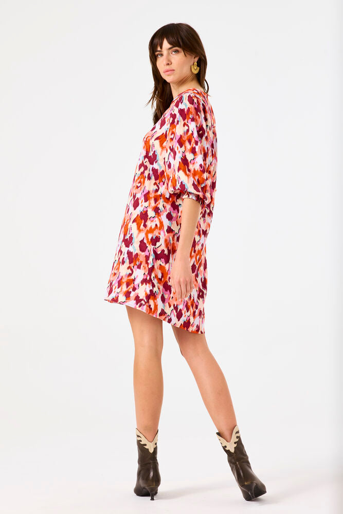 GARCIA PRINTED DRESS IN TANGERINE RED