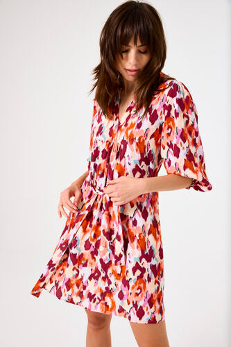GARCIA PRINTED DRESS IN TANGERINE RED