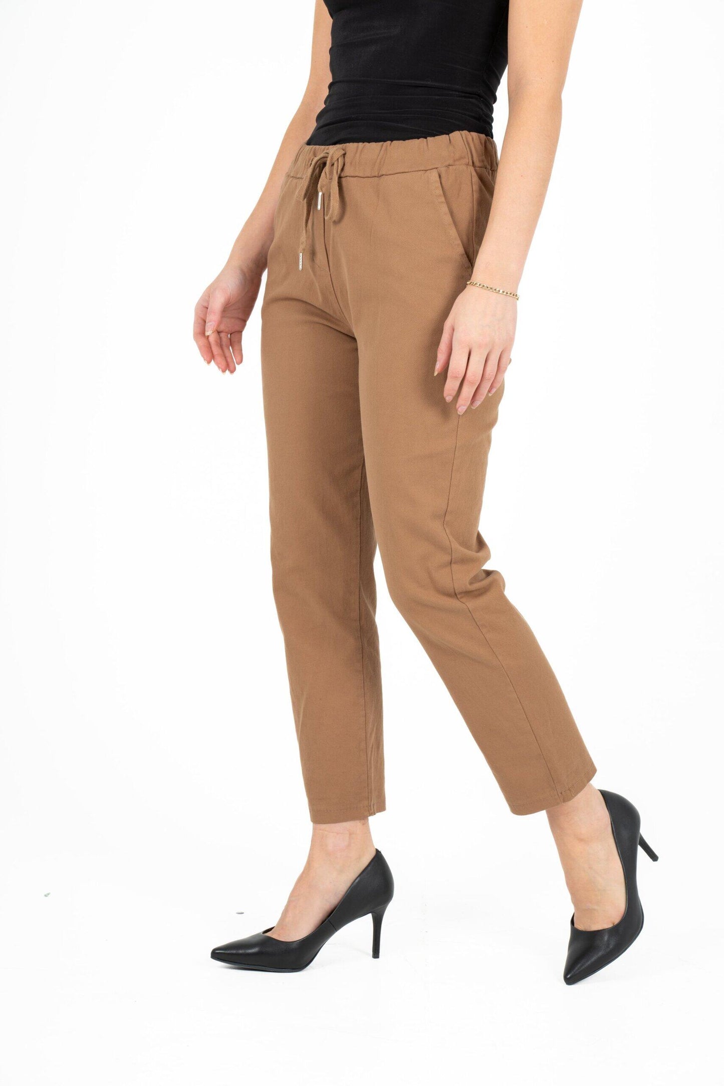 M MADE IN ITALY DARK DOE SKIN WOVEN PANTS