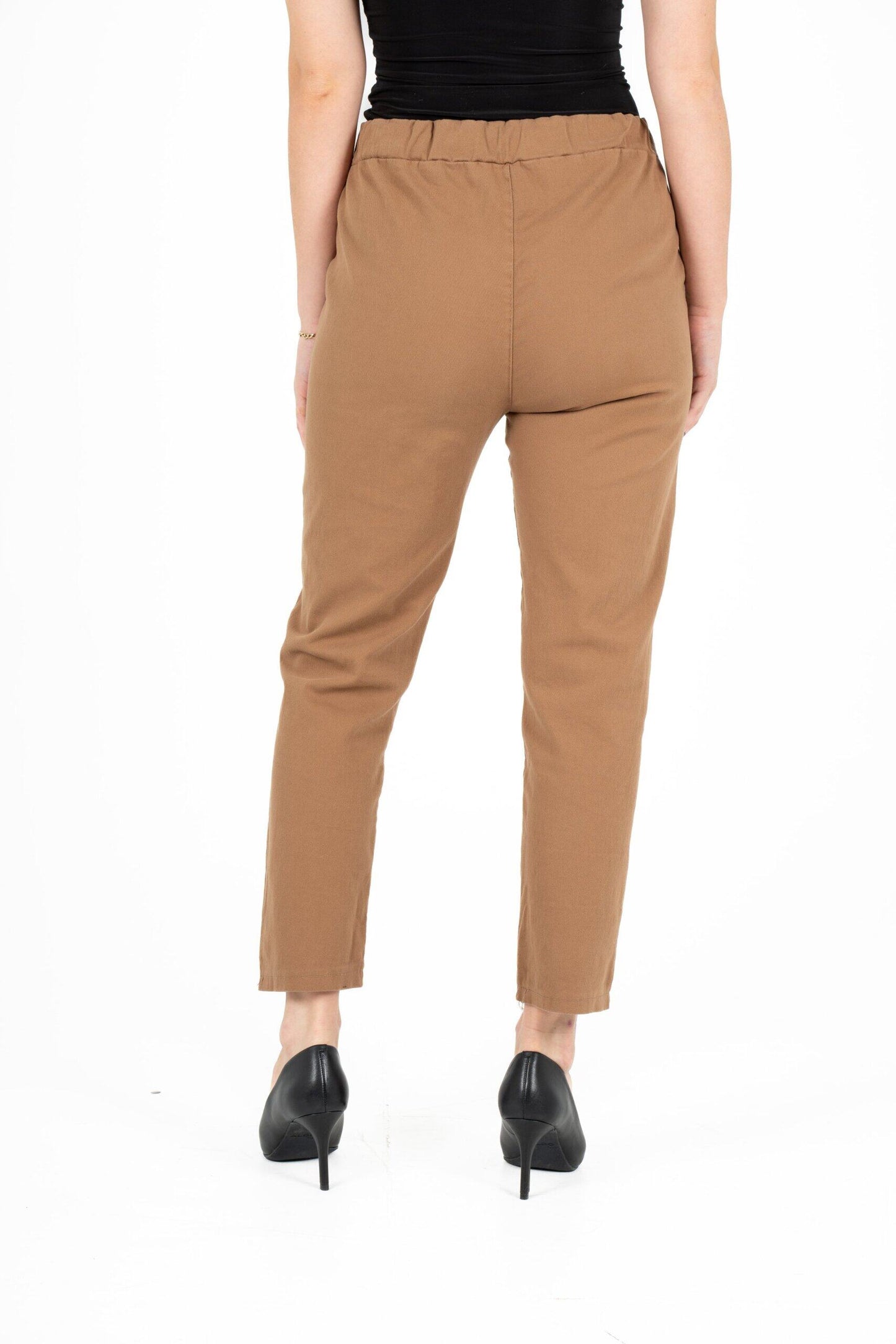 M MADE IN ITALY DARK DOE SKIN WOVEN PANTS