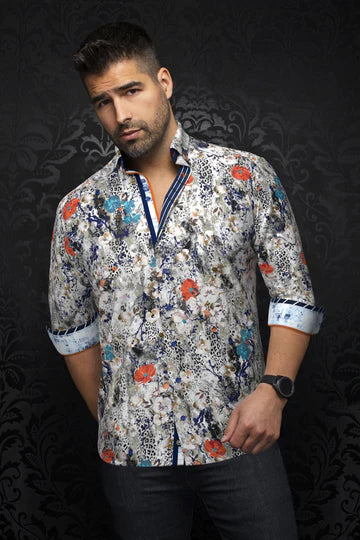 AU NOIR BELLUCCI REGULAR STRETCH WOVEN SHIRT IN MULTI