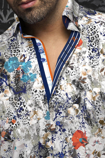 AU NOIR BELLUCCI REGULAR STRETCH WOVEN SHIRT IN MULTI