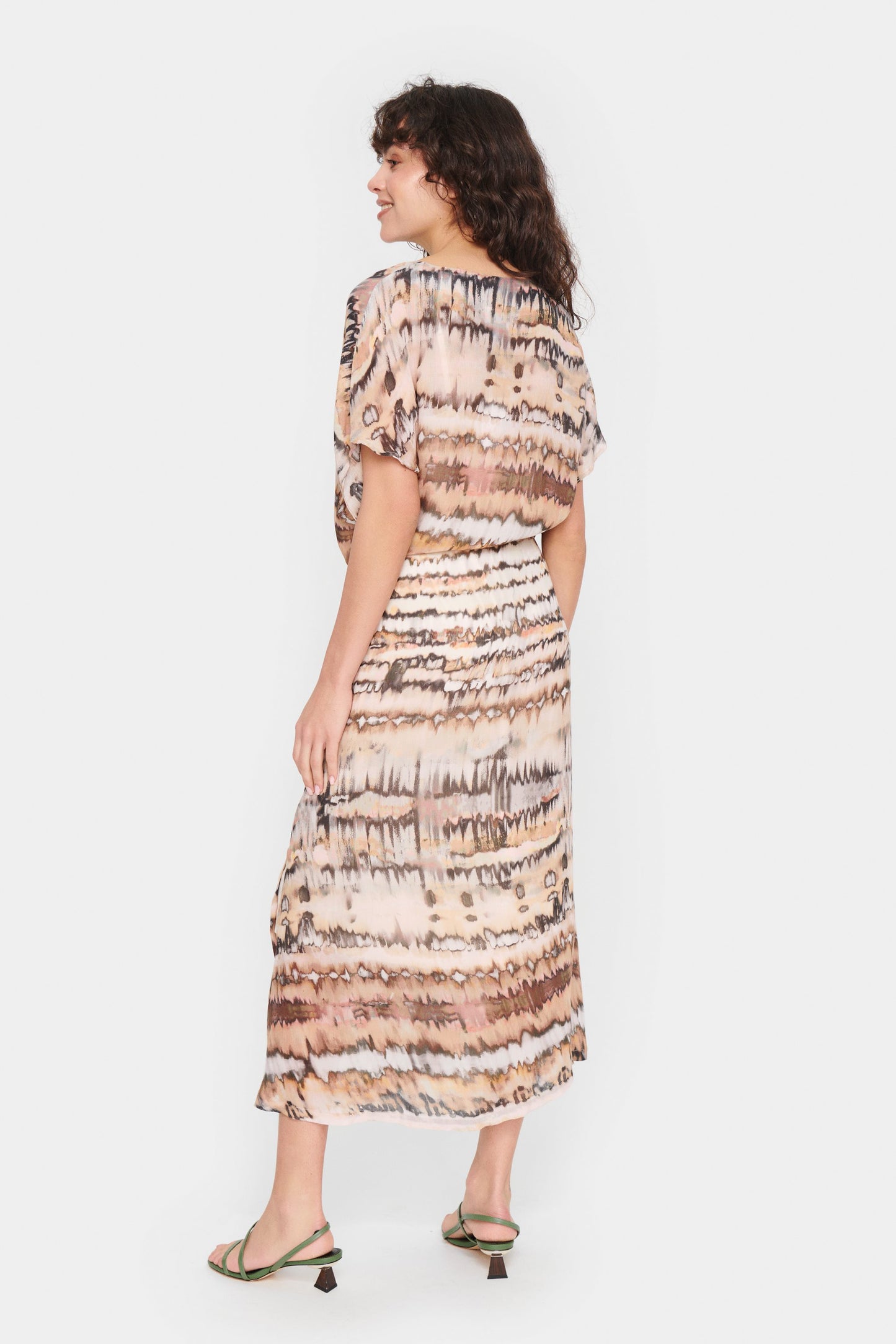 SAINT TROPEZ EYA CREME TIEDYE STROKES DRESS