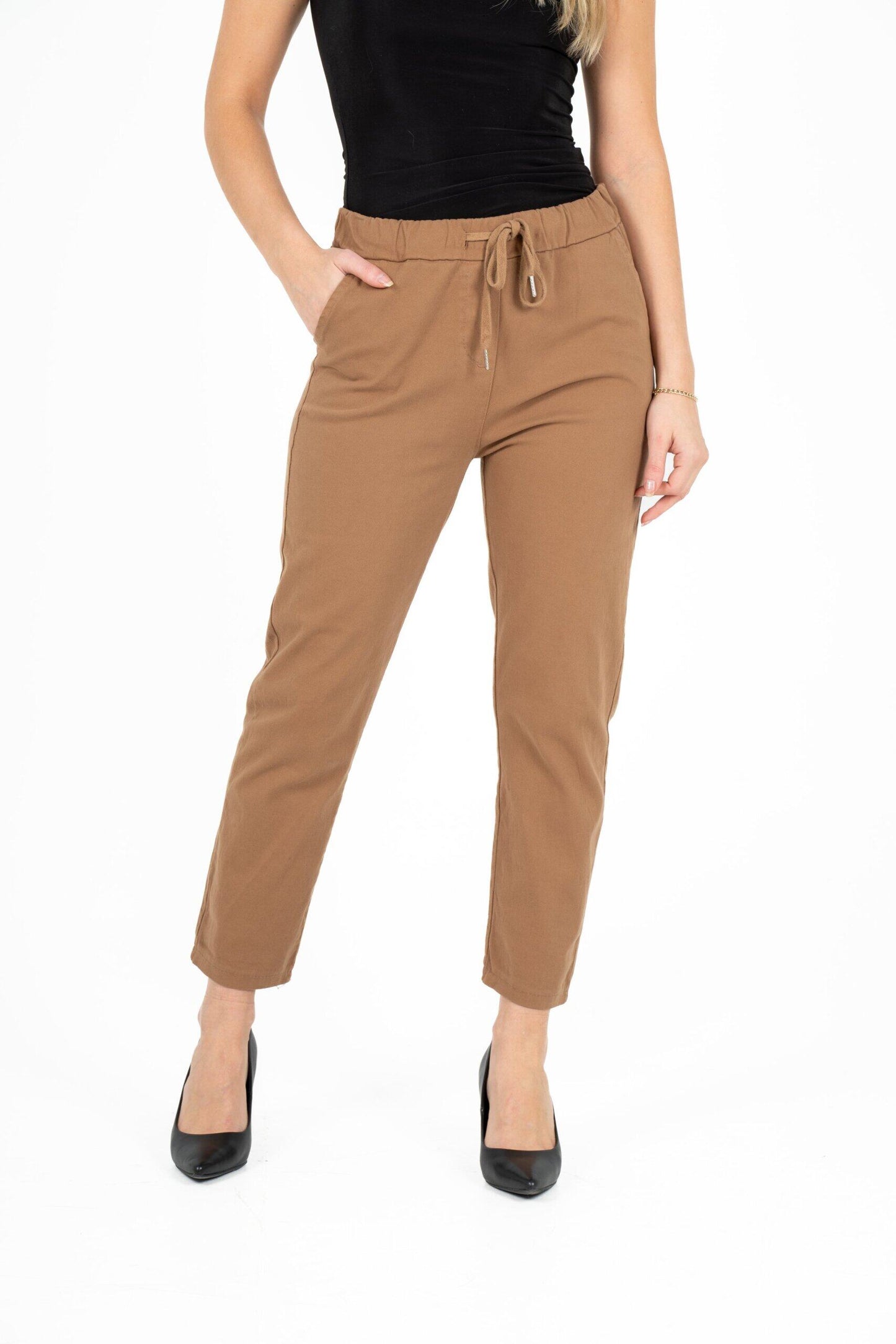 M MADE IN ITALY DARK DOE SKIN WOVEN PANTS